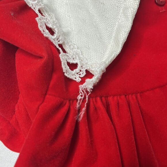 Vintage Jolene Jo Lene Red Velvet Collared Christmas Dress Size 18 Months - Picture 5 of 11
